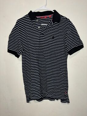 Izod Black and White Striped Polo Shirt